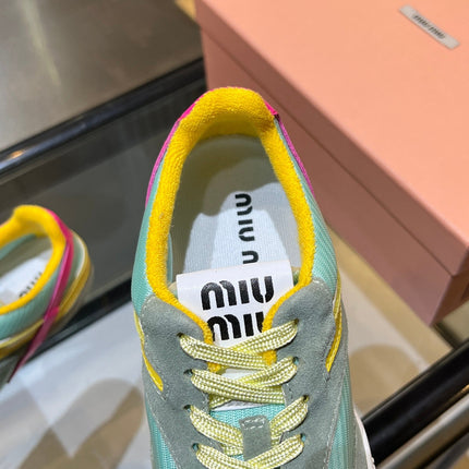 MIUMIU 26S SNEAKERS IN MULTICOLOR FABRIC AND SUEDE