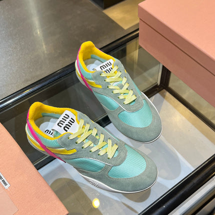 MIUMIU 26S SNEAKERS IN MULTICOLOR FABRIC AND SUEDE