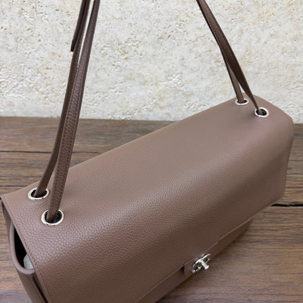 CHANEL 26S SHOULDER BAG 40 IN TAUPE LAMBSKIN GRAINED
