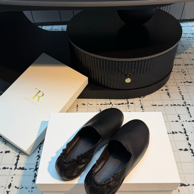 THE ROW 26S LOAFERS IN BLACK CALFSKIN