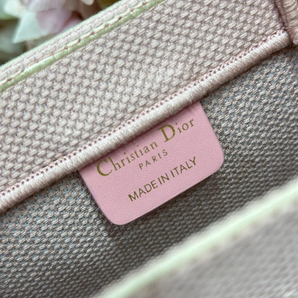 DIOR 26S MINI BOOK TOTE 26 IN LIGHT PINK WOVEN FABRIC