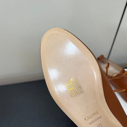 CELINE 26S MINIMAL LACE-UP SHOES IN BROWN CALFSKIN