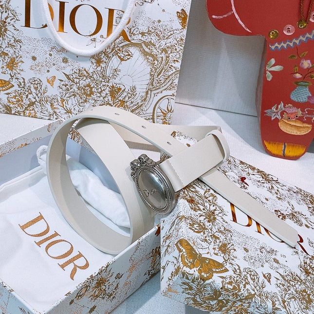 DIOR 26S BELT 25 MM IN CREAM WHITE CALFSKIN 641879