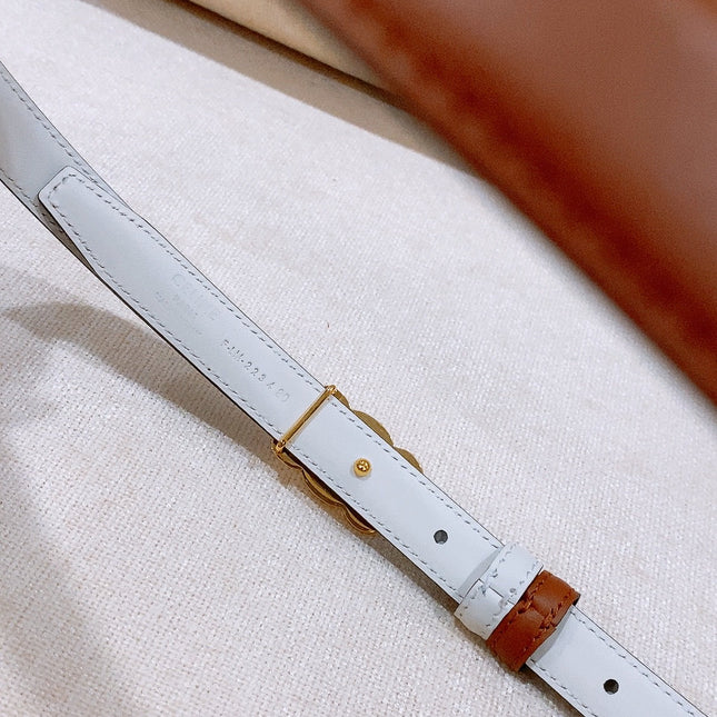 CELINE 26S REVERSIBLE BELT 18 MM IN WHITE AND BROWN CALFSKIN 656088