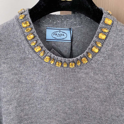 PRADA 25S BEADED CREW NECK SWEATER 322