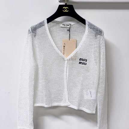 MIUMIU 26S CAMI TOP & OPEN KNIT CROPPED CARDIGAN SET 1172