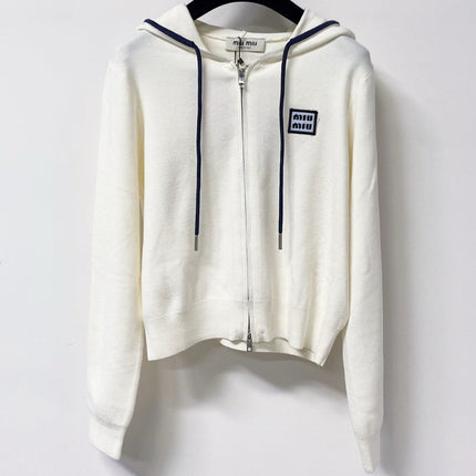 MIUMIU 26S ZIP-UP HOODED KNIT CARDIGAN 1462