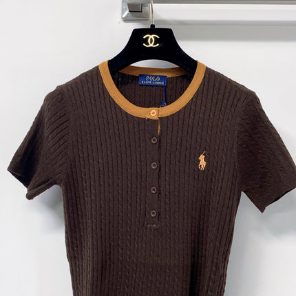 RALPH LAUREN 26S SHORT-SLEEVE CABLE-KNIT TOP 763