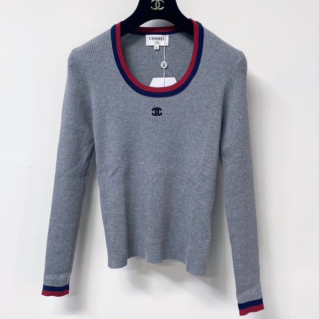 CHANEL 26S TRIM RIBBED KNIT TOP 1666