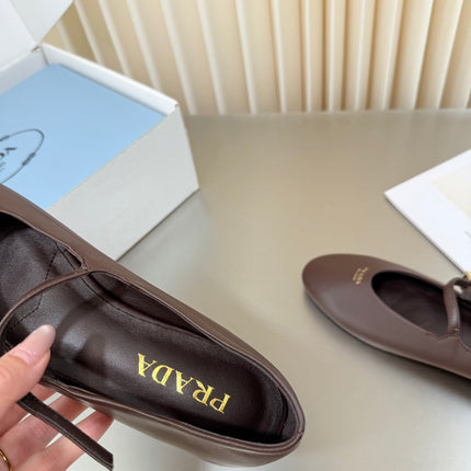 PRADA 26S BALLERINAS IN CHOCOLATE BROWN SMOOTH CALFSKIN