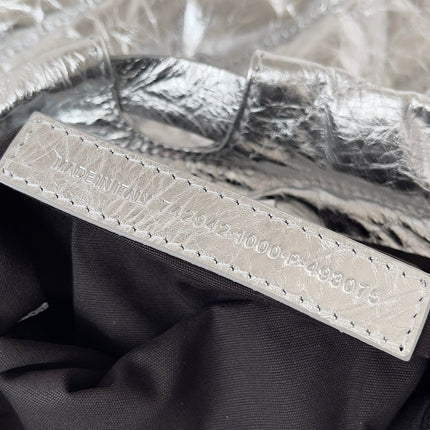 CRUSH SMALL TOTE BAG 26 IN SILVER QUILTED CALFSKIN SILVER HARDWARE
