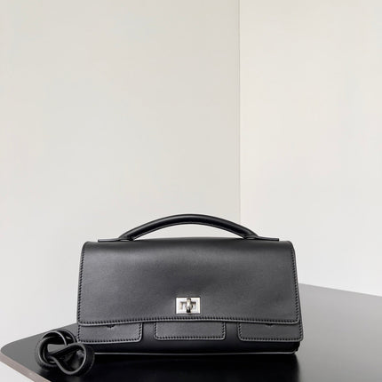 BEL AIR CLUTCH 27 IN BLACK NAPPA LAMBSKIN SILVER HARDWARE