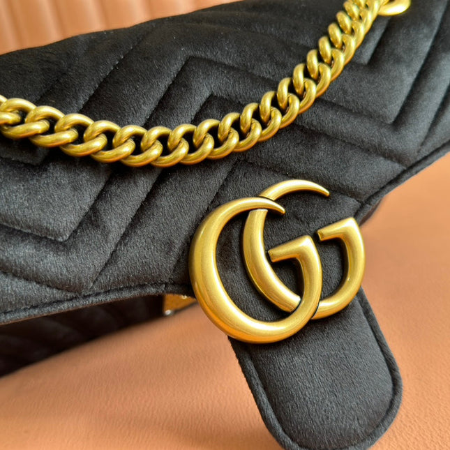 GUCCI 26S GG MARMONT MATELASSE 26 IN BLACK VELVET