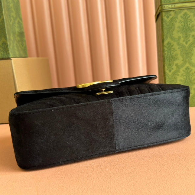GUCCI 26S GG MARMONT MATELASSE 26 IN BLACK VELVET
