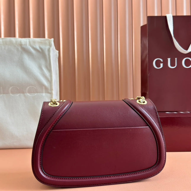 GUCCI 26S BLONDIE SHOULDER BAG 26 IN DARK RED CALFSKIN