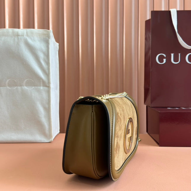 GUCCI 26S BLONDIE SHOULDER BAG 26 IN BROWN CALFSKIN AND SUEDE