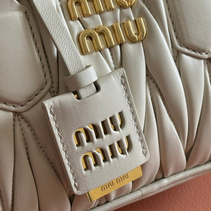 ARCADIE MATELASSÉ BAG 19 IN WHITE LAMBSKIN GOLD HARDWARE