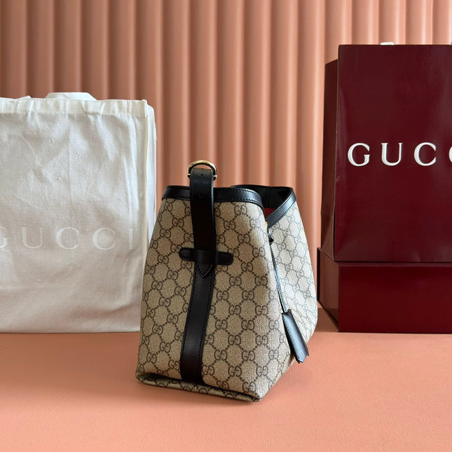GUCCI 26S PADLOCK SHOULDER BAG 29 IN DARK BEIGE AND BLACK CALFSKIN