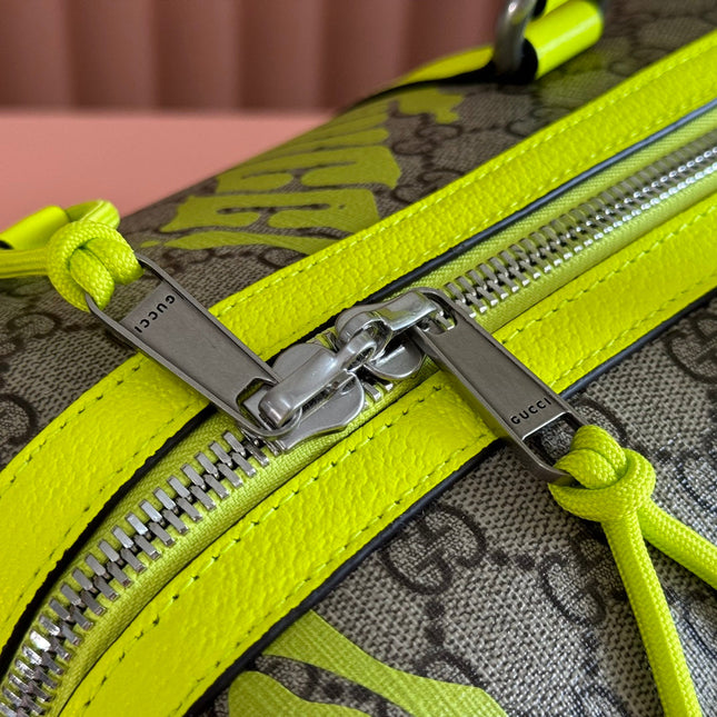 GUCCI CHROMA LARGE DUFFEL BAG 45 LIME GREEN IN GG MONOGRAM CANVAS