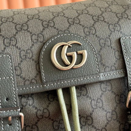 GUCCI 25S OPHIDIA MEDIUM BACKPACK 40 IN GREEN GRAY CALFSKIN