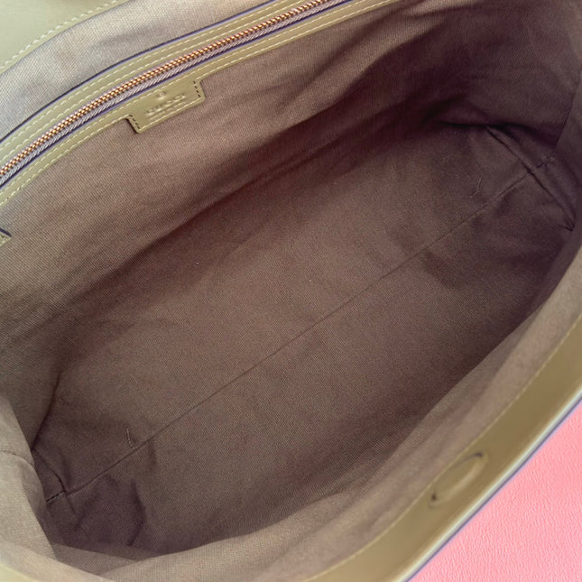 GUCCI 26S BEATRIX LARGE TOTE BAG 35 CM IN SAGE GREEN CALFSKIN