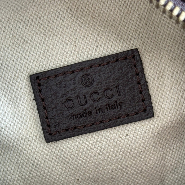 GUCCI 25S OPHIDIA MINI SHOULDER BAG 19 CM IN DARK CHOCOLATE BROWN SUEDE