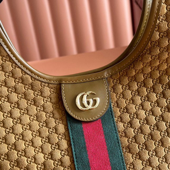 GUCCI 25S GIGLIO LARGE TOTE BAG 25 CM IN BROWN CANVAS