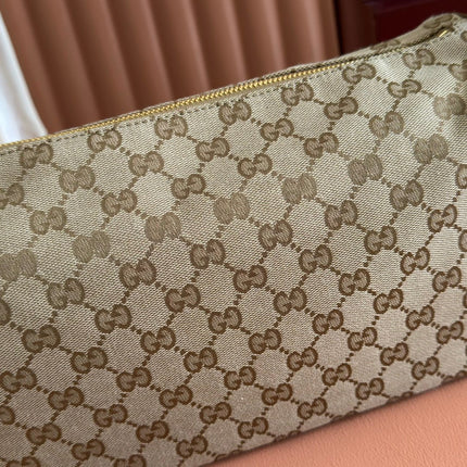 GUCCI 26S SHOULDER BAG 31 IN WARM BEIGE AND BROWN CANVAS