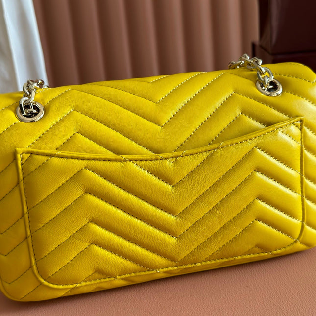 GUCCI 26S GG MARMONT BAG 26 IN YELLOW LAMBSKIN
