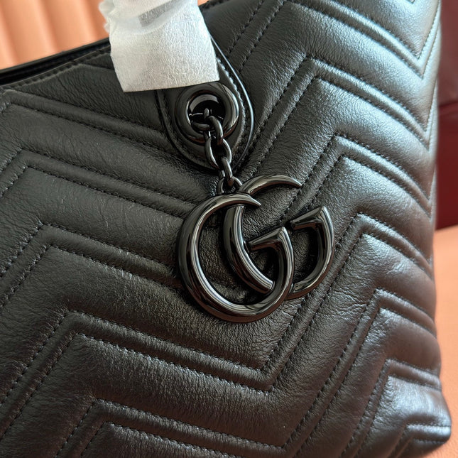 GUCCI 26S GG MARMONT TOTE BAG 30 IN BLACK CALFSKIN