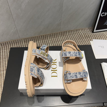 DIOR SANDALS IN LIGHT BLUE MONOGRAM FABRIC