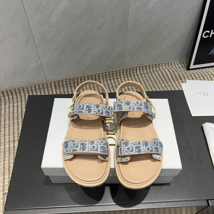 DIOR SANDALS IN LIGHT BLUE MONOGRAM FABRIC