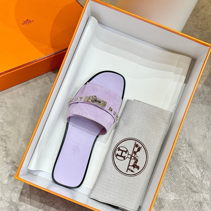 HM 26S GIULIA SANDAL IN LIGHT PURPLE SUEDE AND CALFSKIN SILVER HARDWARE