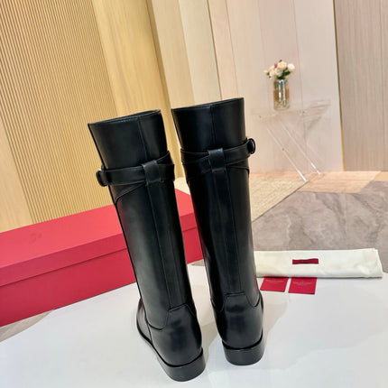 VALENTINO 26S TALL BOOTS IN BLACK CALFSKIN