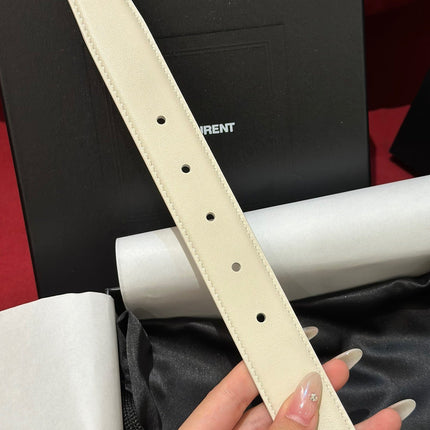 YSL 25S BELT 30 MM IN CREAM WHITE CALFSKIN 538008