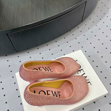 Loew pump 100 in suede and allover rhinestones pink