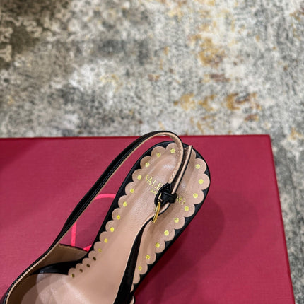 VALENTINO 26S BOW SLINGBACKS 75 MM IN BLACK CALFSKIN