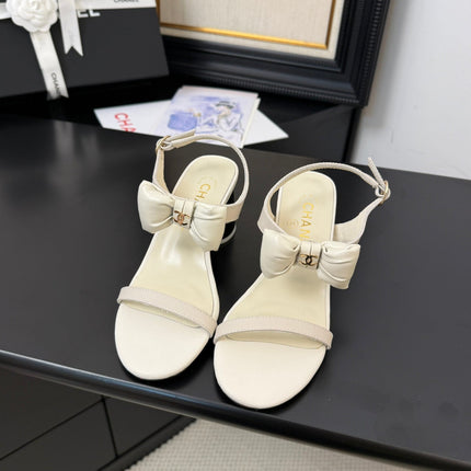 MID HEEL 45 MM SANDALS IN WHITE CREAM CALFSKIN