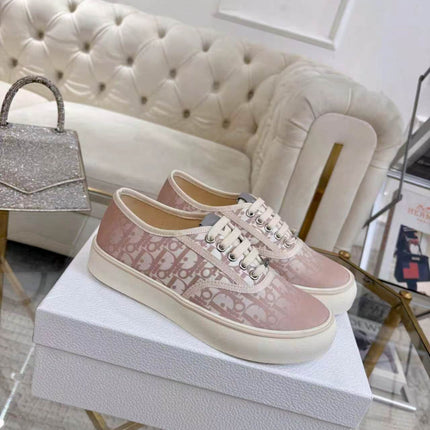 DIOR 26S LOW-TOP SNEAKERS IN LIGHT PINK DIOR OBLIQUE CANVAS