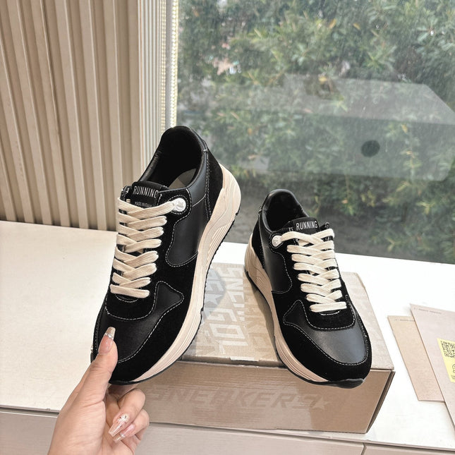 RUNNING SOLE SNEAKERS IN BLACK SUEDE AND CALFSKIN WHITE STAR