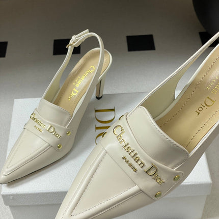 DIOR 25S BOY SLINGBACK HIGH HEELS 85 MM IN WHITE LAMBSKIN