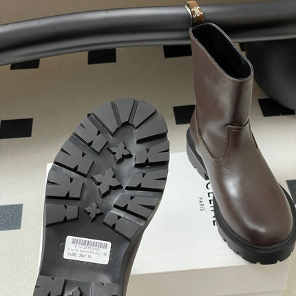 CELINE 26S MARGARET ANKLE BOOTS IN DARK BROWN CALFSKIN