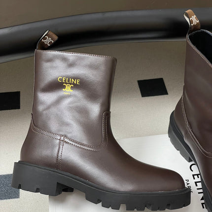 CELINE 26S MARGARET ANKLE BOOTS IN DARK BROWN CALFSKIN