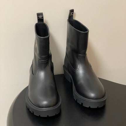 CELINE 26S MARGARET ANKLE BOOTS IN BLACK CALFSKIN