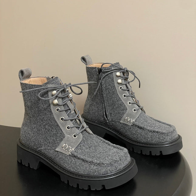LOEWE 26S ANKLE BOOTS IN GRAY FABRIC