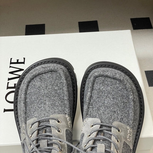 LOEWE 26S ANKLE BOOTS IN GRAY FABRIC