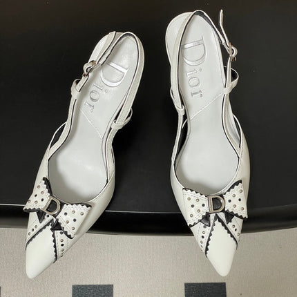 DIOR 26S SLINGBACK HIGH HEELS 100 MM IN WHITE CALFSKIN
