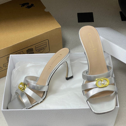 DIOR 26S HIGH HEEL SANDALS 80 MM IN SILVER CALFSKIN