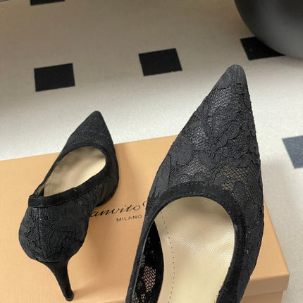 GIANVITO ROSSI 26S HIGH HEELS 85 MM IN BLACK LACE