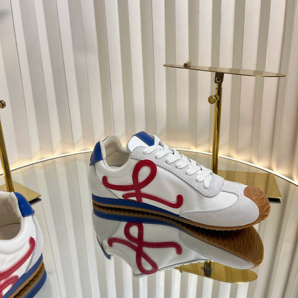 LOEWE 26S RUNNER 2.0 SNEAKERS IN WHITE FABRIC AND SUEDE STYLE 1